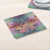 Gold Mandala Watercolor Farbennebel Rechteckiger Pappuntersetzer (angewinkelt)