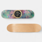 Gold Mandala Watercolor Farbennebel Skateboard (Horizontal)