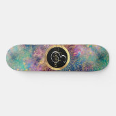 Gold Mandala Watercolor Farbennebel Skateboard (Horizontal)