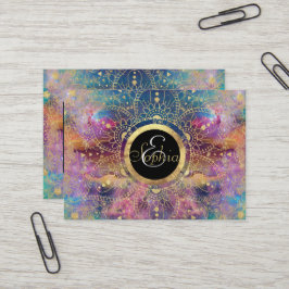 Gold Mandala Watercolor Farbennebel Visitenkarte