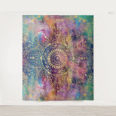 Gold Mandala Watercolor Farbennebel Wandteppich (Vorderseite)