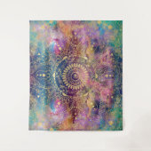 Gold Mandala Watercolor Farbennebel Wandteppich (Vorderseite)