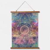 Gold Mandala Watercolor Farbennebel Wandteppich Mit Holzrahmen (Vorderseite)