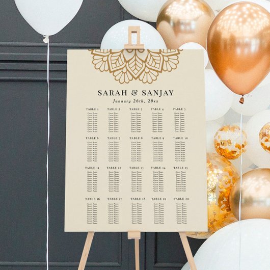Gold Mandala Wedding Chart Poster
