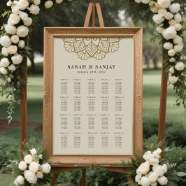 Gold Mandala Wedding Chart Poster