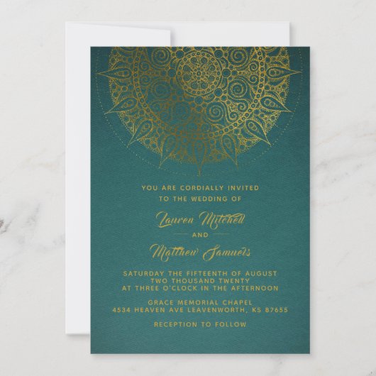 Gold Mandala Wedding Einladung (Vorderseite)