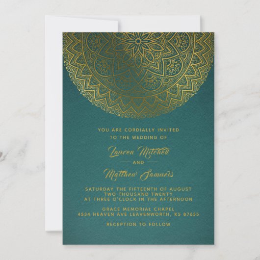 Gold Mandala Wedding Einladung (Vorderseite)