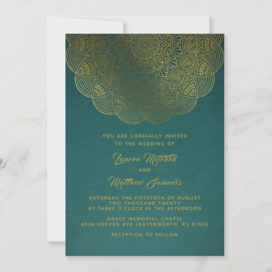 Gold Mandala Wedding Einladung (Vorderseite)