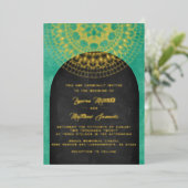 Gold Mandala Wedding Foil Einladung (Stehend vorne)