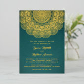 Gold Mandala Wedding Foil Einladung (Stehend vorne)