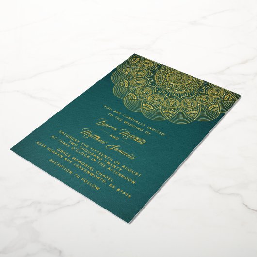 Gold Mandala Wedding Foil Einladung (Gedreht)