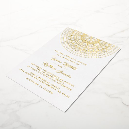 Gold Mandala Wedding Foil Einladung (Gedreht)