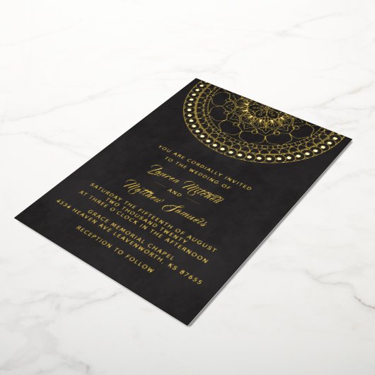 Gold Mandala Wedding Foil Einladung (Gedreht)