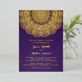 Gold Mandala Wedding Foil Einladung (Stehend vorne)