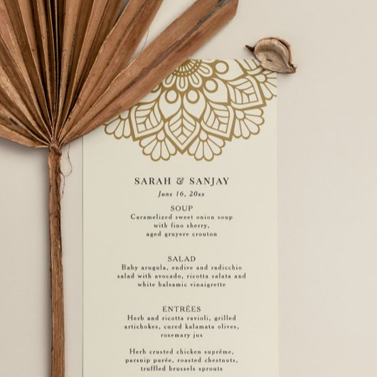 Gold Mandala Wedding Menu Menükarte
