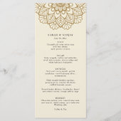 Gold Mandala Wedding Menu Menükarte (Vorderseite)