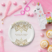 Gold Mandala White Chic Classy Moderne Glam Weddin Pappteller (Party)