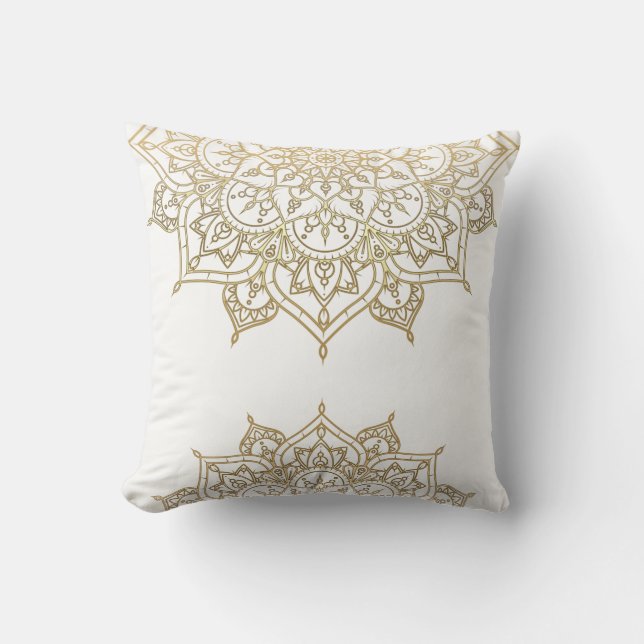 Gold Mandala White Chic Glamour Modernes Glam Kissen (Vorderseite)