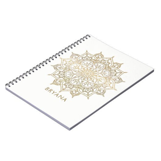 Gold Mandala White Chic Glamour Modernes Glam Notizblock (Linke Seite)