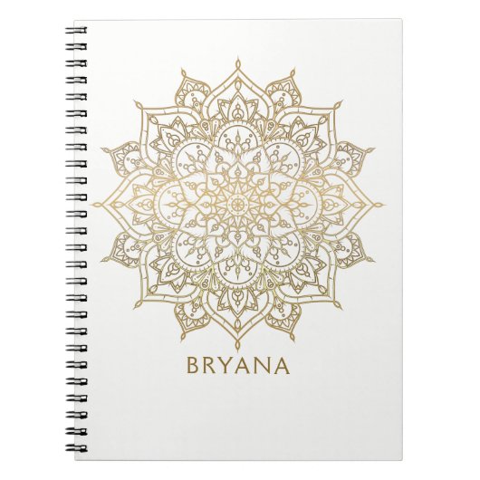 Gold Mandala White Chic Glamour Modernes Glam Notizblock (Vorderseite)