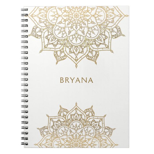 Gold Mandala White Chic Glamour Modernes Glam Notizblock (Vorderseite)
