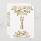 Gold Mandala & White Elegante Chic Save the Date Ankündigungspostkarte (Vorne/Hinten)