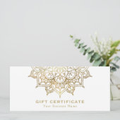 Gold Mandala White Minimal Modernes Geschenkgutsch (Stehend Vorderseite)
