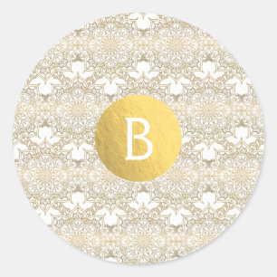 Gold Mandala White Modern Elegante Wedding Gefalle Runder Aufkleber