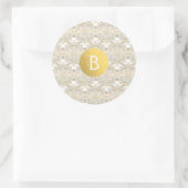 Gold Mandala White Modern Elegante Wedding Gefalle Runder Aufkleber (Tasche)