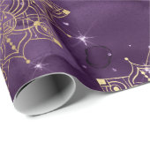 Gold Mandalas auf Lila Sky Geschenkpapier (Rolleneckpunkt)