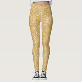 Gold-Mandalas verschiedener geometrischer Circle-D Leggings