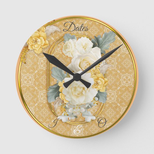 Gold-Mandalas verschiedener geometrischer Circle-D Runde Wanduhr (Vorderseite)