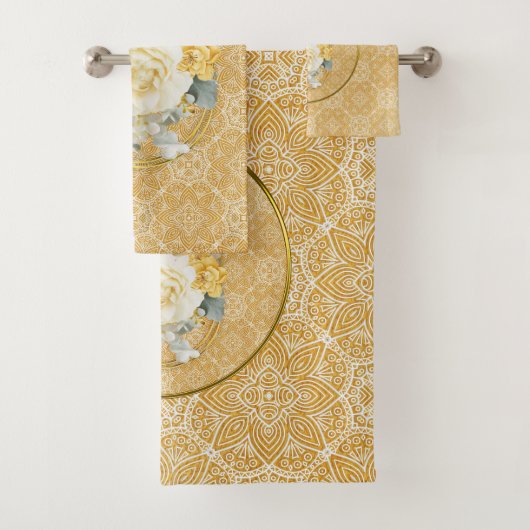Gold-Mandalas verschiedener geometrischer Circle-W Badhandtuch Set (Insitu)