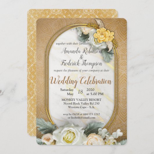 Gold-Mandalas verschiedener geometrischer Kreise Einladung (Vorne/Hinten)