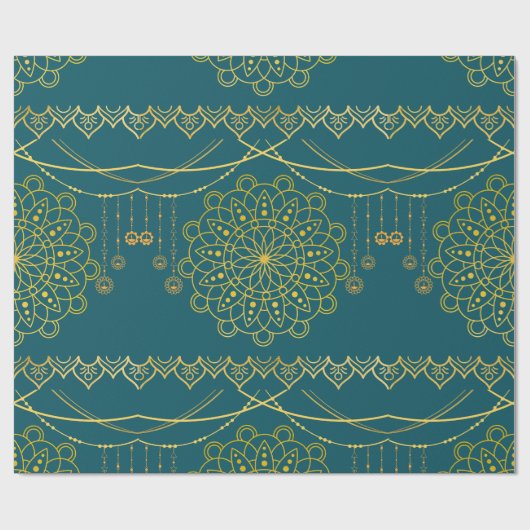 Gold Mandela Gemustert Geschenkpapier (Flach)