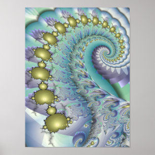 Gold Mandelbrot Spiral Poster