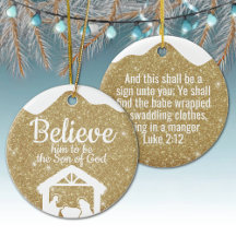 Gold Manger Baby Jesus Scripture Xmas Decor ⛪️ 🎄