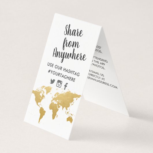 Gold Map Travel Themed Destination Hashtag Sign (Vorderseite)