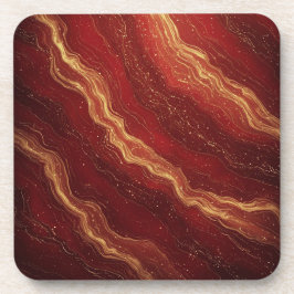 Gold Marble Abstract Background With Red Swirls Getränkeuntersetzer