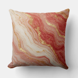 Gold Marble Abstract Background With Red Swirls Kissen