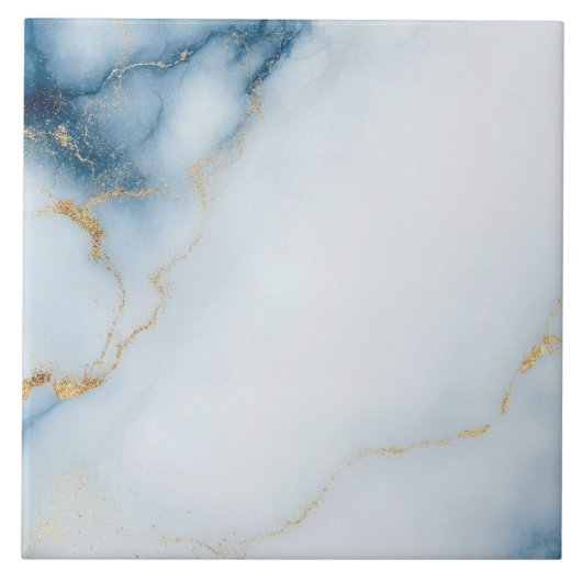 Gold Marble Blue Pattern Fliese (Vorderseite)