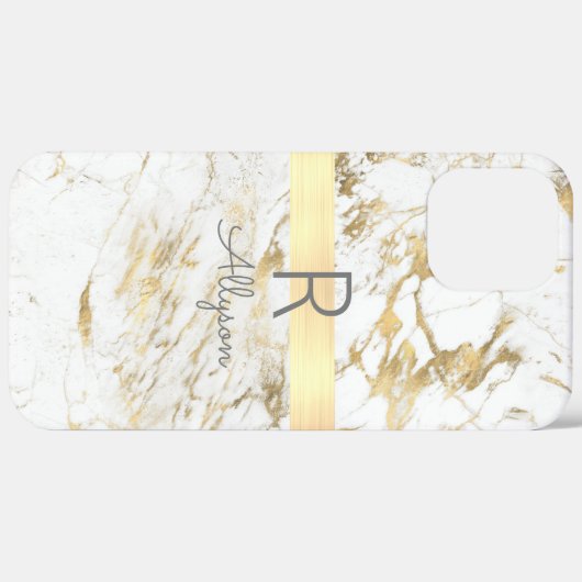 Gold Marble Gold Bar, DIY Graue Bezeichnung Monogr Case-Mate iPhone Hülle (Rückseite / Rechts)