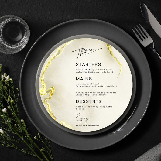 Gold Marble Islamic Wedding Circle Card Einladung