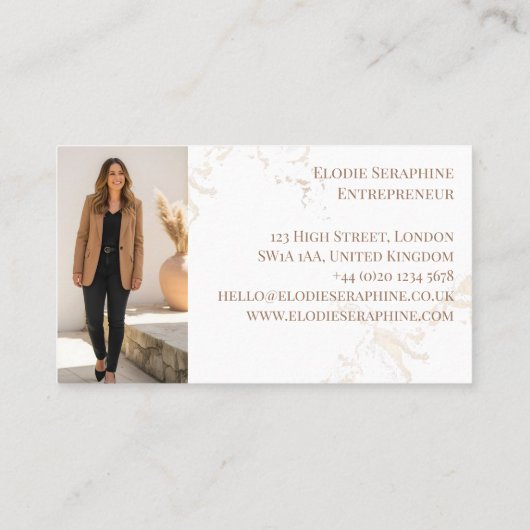 Gold Marble Luxury Script Monogram Minimal Elegant Visitenkarte (Rückseite)