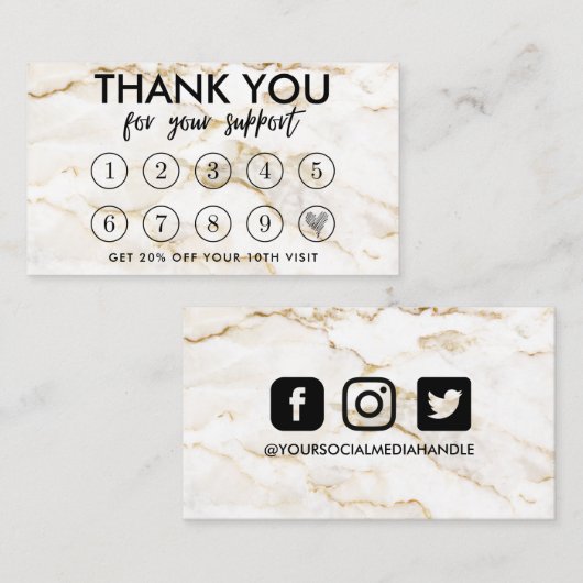Gold Marble Makeup Hair dank Loyalty Card Visitenkarte (Vorne/Hinten)