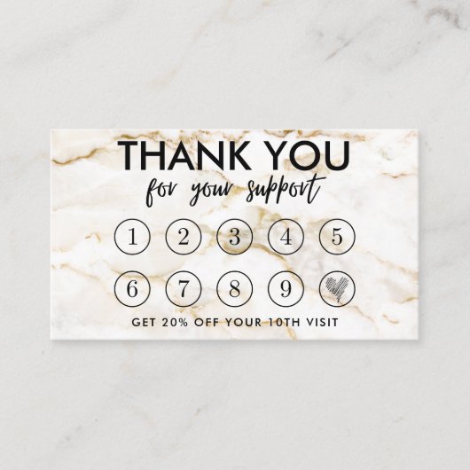 Gold Marble Makeup Hair dank Loyalty Card Visitenkarte (Vorderseite)