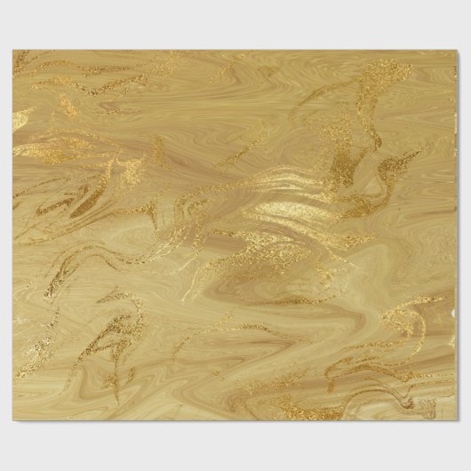 Gold Marble Molten Glam Shiny Geschenkpapier (Flach)