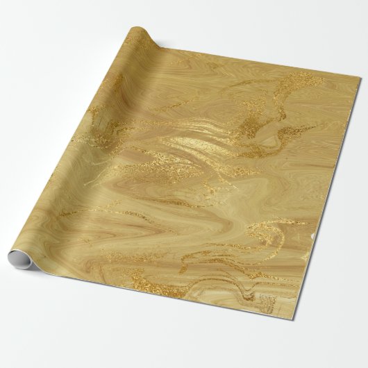 Gold Marble Molten Glam Shiny Geschenkpapier (Ungerollt)