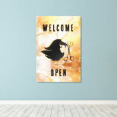 Gold Marble Salon Welcome Open Leinwanddruck (Insitu (Holzboden))