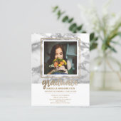 Gold Marble Script Foto Graduation Party (Stehend Vorderseite)